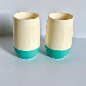 Vintage Aqua and Creme Thermal Cups